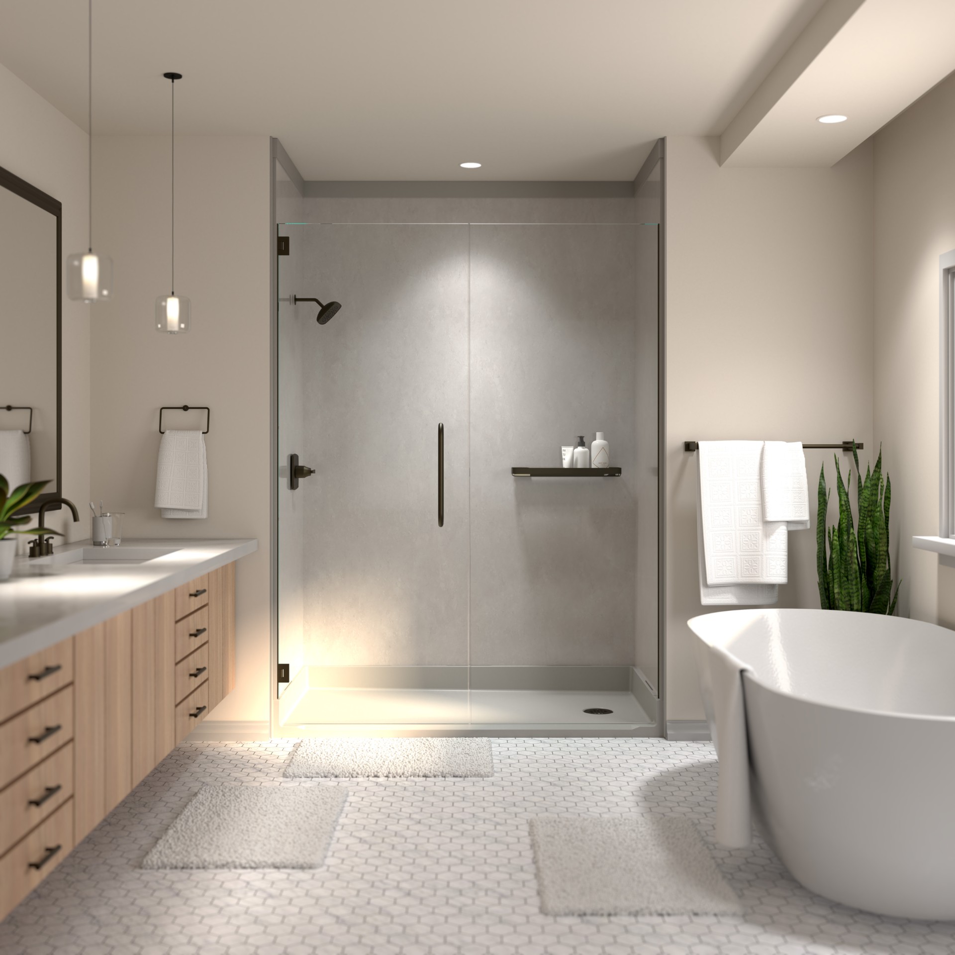 Crestline Company Shower with Limestone Look